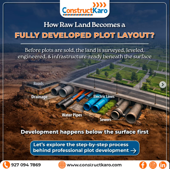 How Raw Land Becomes a FULLY DEVELOPED PLOT LAYOUT?