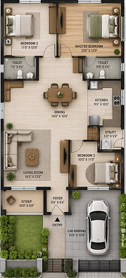 3 BHK Bungalow Design